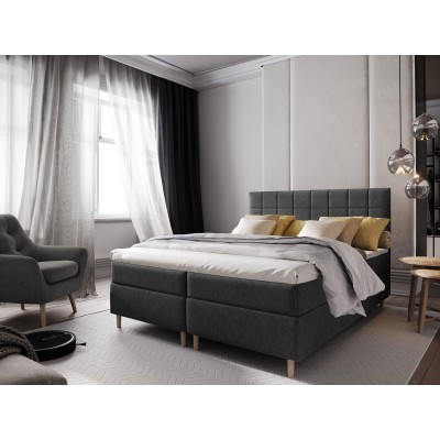 Boxspringbett IBIZA – Geflochtener Stoff – Farbe: Inari 96