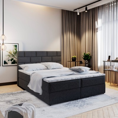 Boxspringbett KERLO – Geflochtener Stoff – Farbe: Inari 100