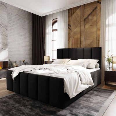 Boxspringbett LAGO – Geflochtener Stoff – Farbe: Sawana 14