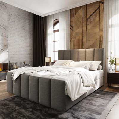 Boxspringbett LAGO – Geflochtener Stoff – Farbe: Sawana 21