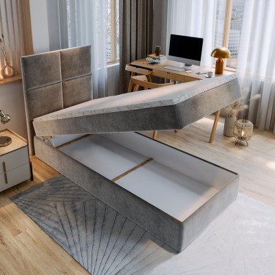 Boxspringbett LENA – Plüsch-Stoff – Farbe: Kronos 19