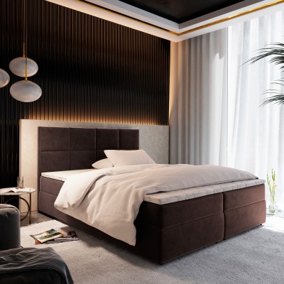 Boxspringbett LENA – Plüsch-Stoff – Farbe: Kronos 07