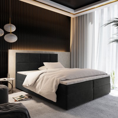 Boxspringbett LENA – Plüsch-Stoff – Farbe: Kronos 34