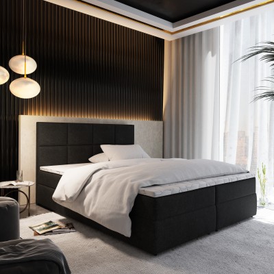 Boxspringbett LENA – Geflochtener Stoff – Farbe: Cosmic 100