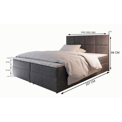 Boxspringbett LENA – Plüsch-Stoff – Farbe: Kronos 05