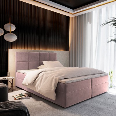 Boxspringbett LENA – Plüsch-Stoff – Farbe: Kronos 27