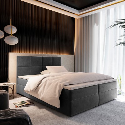 Boxspringbett LENA – Plüsch-Stoff – Farbe: Paros 06