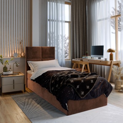 Boxspringbett LENA – Plüsch-Stoff – Farbe: Kronos 06