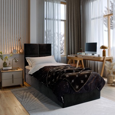 Boxspringbett LENA – Plüsch-Stoff – Farbe: Kronos 07