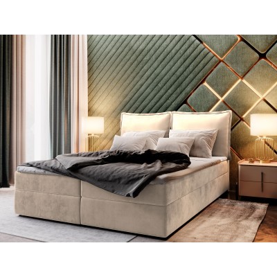 Boxspringbett LENTE – Velours-Stoff – Farbe: Monolith 02