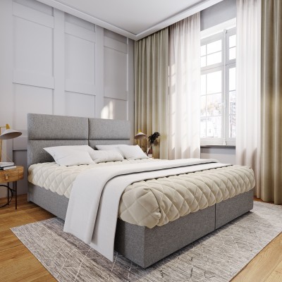 Boxspringbett LONIS – Geflochtener Stoff – Farbe: Sawana 21