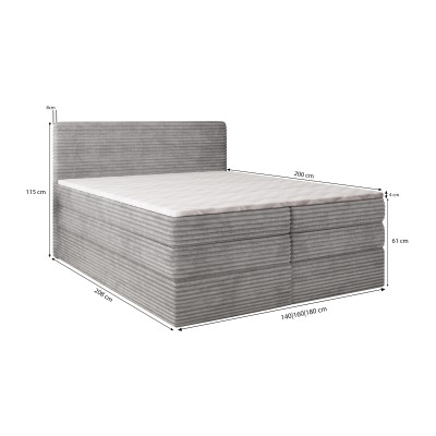 Boxspringbett LUNERA – Kordstoff – Farbe: Tilia 90