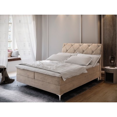 Boxspringbett MACON – Velours-Stoff – Farbe: Aston 02