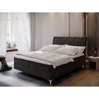 Boxspringbett MACON – Velours-Stoff – Farbe: Aston 18