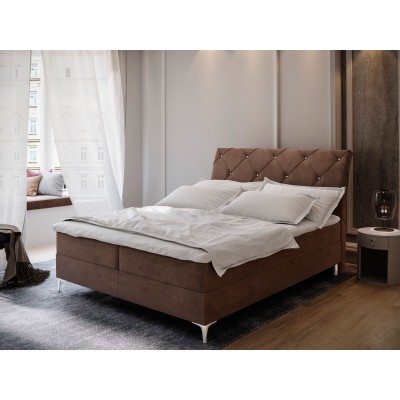 Boxspringbett MACON – Velours-Stoff – Farbe: Aston 04