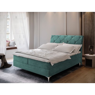Boxspringbett MACON – Velours-Stoff – Farbe: Aston 12