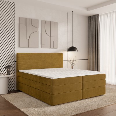 Boxspringbett MATERN – Plüsch-Stoff – Farbe: Poso 01 + kronos 01