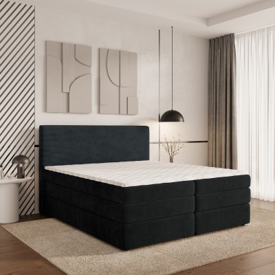 Boxspringbett MATERN – Plüsch-Stoff – Farbe: Poso 135 + kronos 07