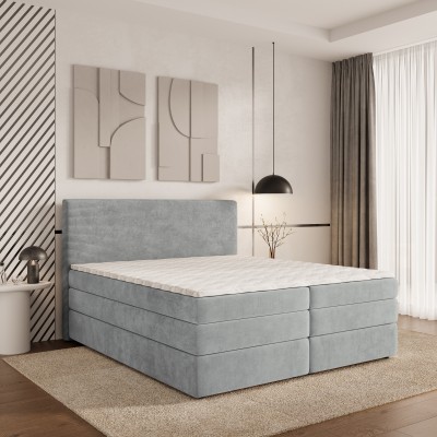 Boxspringbett MATERN – Plüsch-Stoff – Farbe: Poso 55 + paros 05