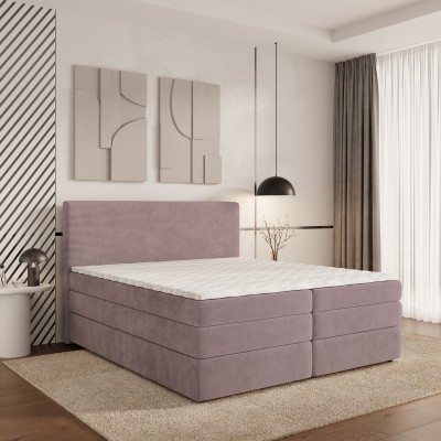 Boxspringbett MATERN – Plüsch-Stoff – Farbe: Poso 27 + kronos 27