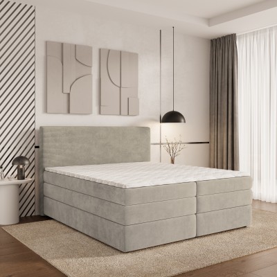 Boxspringbett MATERN – Plüsch-Stoff – Farbe: Poso 02 + paros 02