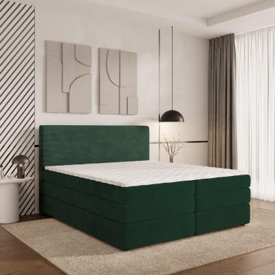 Boxspringbett MATERN – Plüsch-Stoff – Farbe: Poso 14 + kronos 14