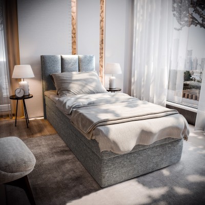 Boxspringbett MERIL – Geflochtener Stoff – Farbe: Sawana 21