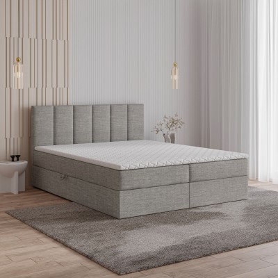 Boxspringbett MERIL – Geflochtener Stoff – Farbe: Sawana 21