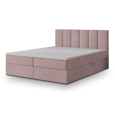 Boxspringbett MERIL – Geflochtener Stoff – Farbe: Soro 61