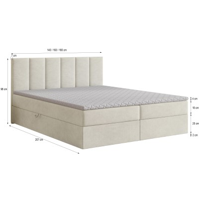 Boxspringbett MERIL – Geflochtener Stoff – Farbe: Soro 61