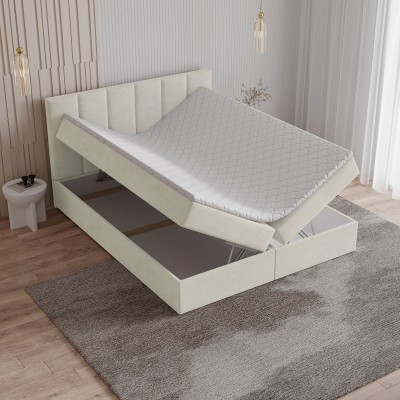 Boxspringbett MERIL – Geflochtener Stoff – Farbe: Soro 61
