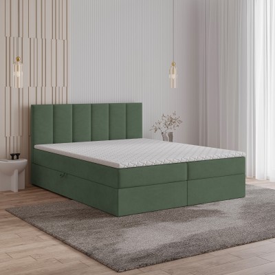 Boxspringbett MERIL – Geflochtener Stoff – Farbe: Soro 72