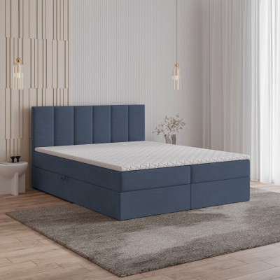 Boxspringbett MERIL – Geflochtener Stoff – Farbe: Soro 76