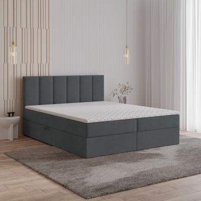 Boxspringbett MERIL – Geflochtener Stoff – Farbe: Soro 97