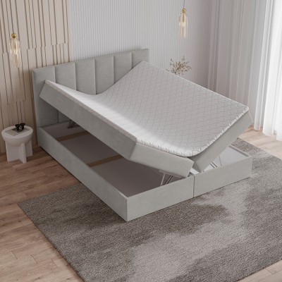 Boxspringbett MERIL – Geflochtener Stoff – Farbe: Cosmic 10