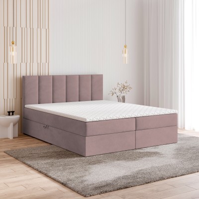 Boxspringbett MERIL – Plüsch-Stoff – Farbe: Kronos 27
