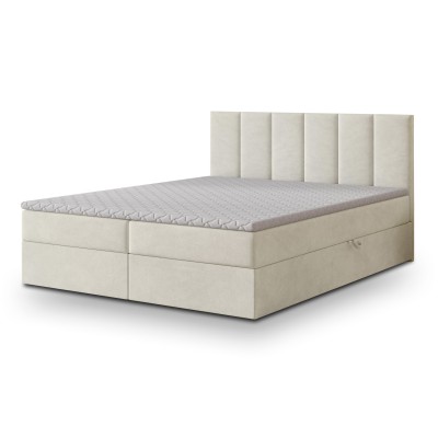 Boxspringbett MERIL – Geflochtener Stoff – Farbe: Soro 02