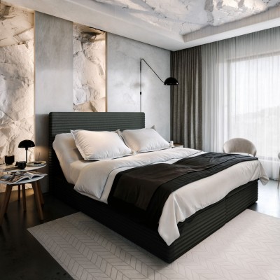 Boxspringbett MILARA – Kordstoff – Farbe: Tilia 100