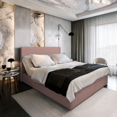 Boxspringbett MILARA – Kordstoff – Farbe: Tilia 62