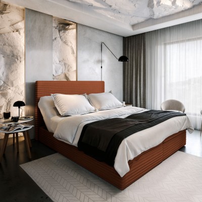 Boxspringbett MILARA – Kordstoff – Farbe: Tilia 52