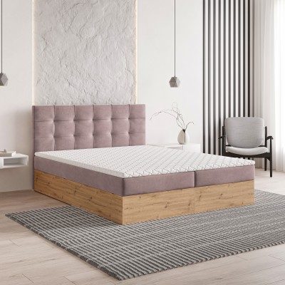 Boxspringbett MOLVEN – Geflochtener Stoff – Farbe: Soro 61