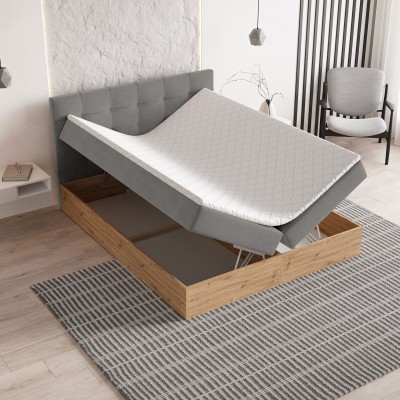 Boxspringbett MOLVEN – Geflochtener Stoff – Farbe: Soro 61