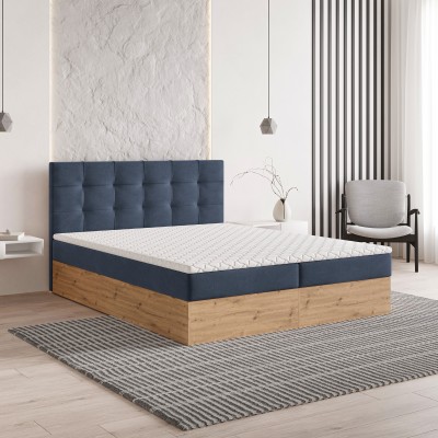 Boxspringbett MOLVEN – Geflochtener Stoff – Farbe: Soro 76