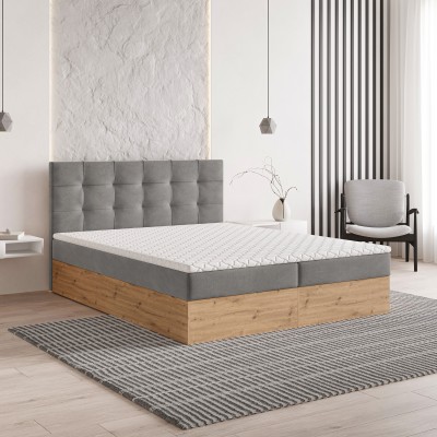 Boxspringbett MOLVEN – Geflochtener Stoff – Farbe: Soro 90