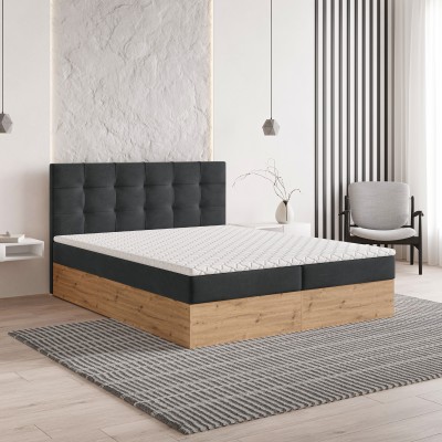 Boxspringbett MOLVEN – Geflochtener Stoff – Farbe: Soro 97