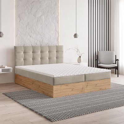 Boxspringbett MOLVEN – Geflochtener Stoff – Farbe: Soro 21