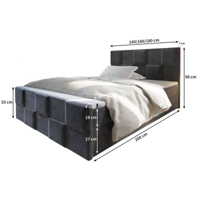 Boxspringbett MONA – Plüsch-Stoff – Farbe: Kronos 07