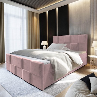 Boxspringbett MONA – Plüsch-Stoff – Farbe: Kronos 27