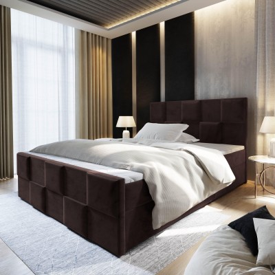 Boxspringbett MONA – Plüsch-Stoff – Farbe: Kronos 06