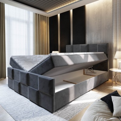 Boxspringbett MONA – Plüsch-Stoff – Farbe: Kronos 06